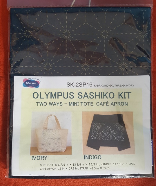 Olympus Sashiko Kit - 2 ways: Mini Tote or Cafe Apron (Asanoha